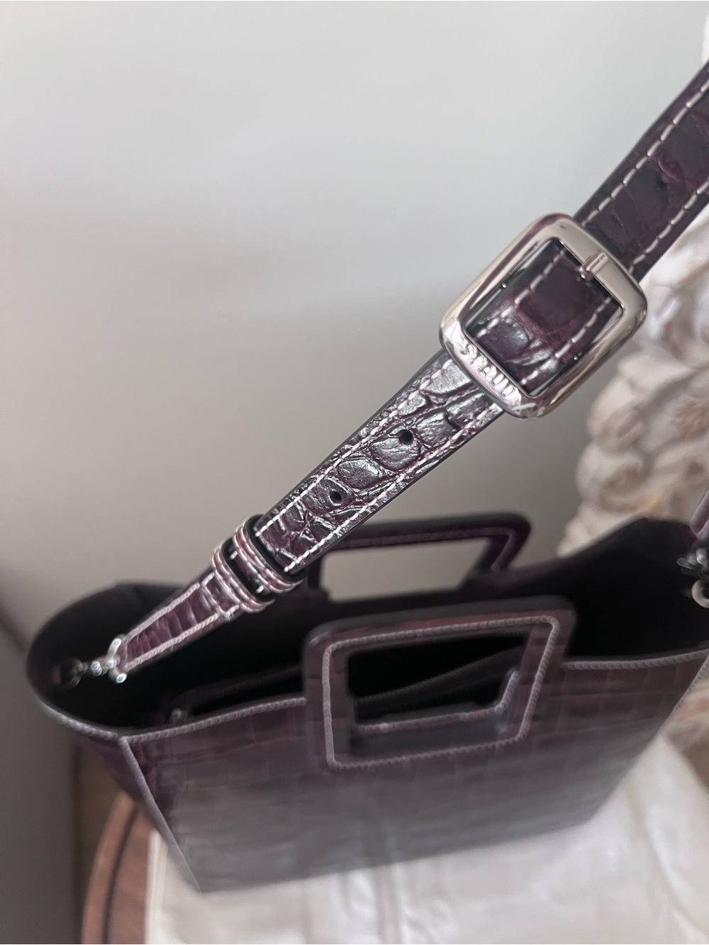 STAUD Croc-Embossed Tote with Pouch - Picture 5 of 6